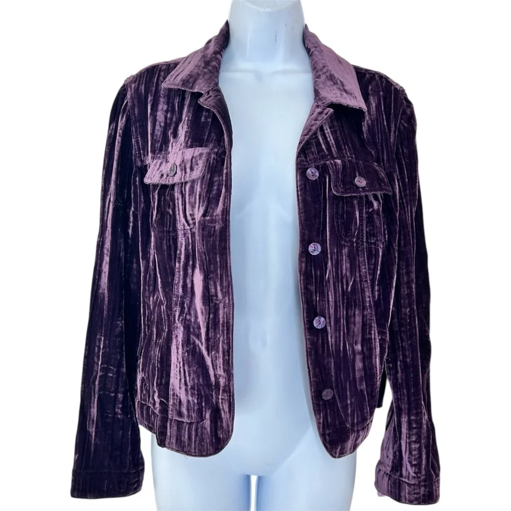 Croft & Barrow Purple Crushed Velvet Jacket Size S Whimsigoth